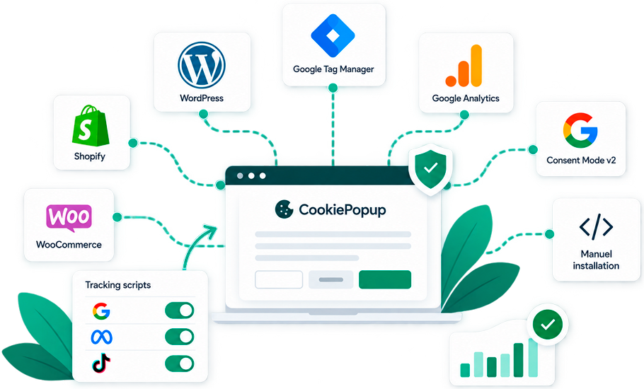 Illustration af CookiePopup-integrationer