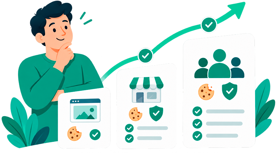 Illustration af CookiePopup priser